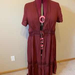 Torrid Red/maroon lace duster kimono